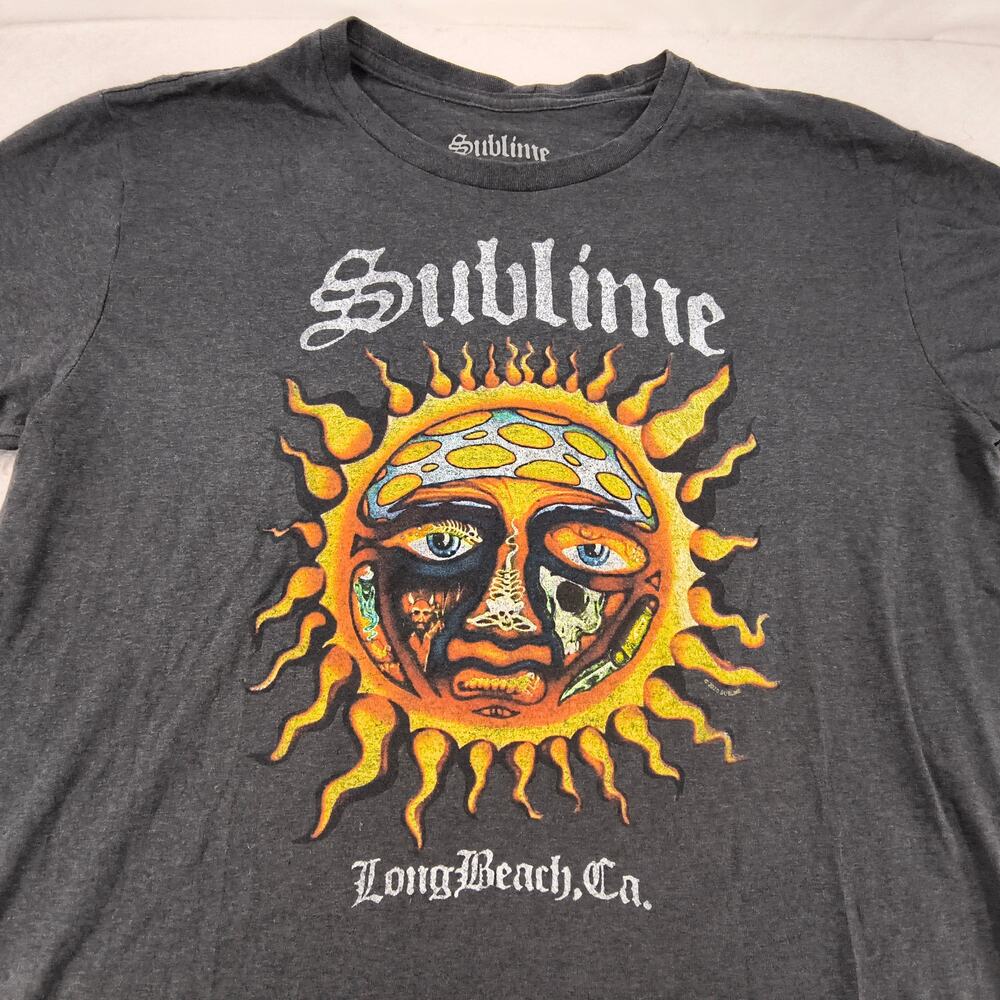 Sublime Band Short Sleeve Crew Neck T Shirt Mens Size Large L Black Orange